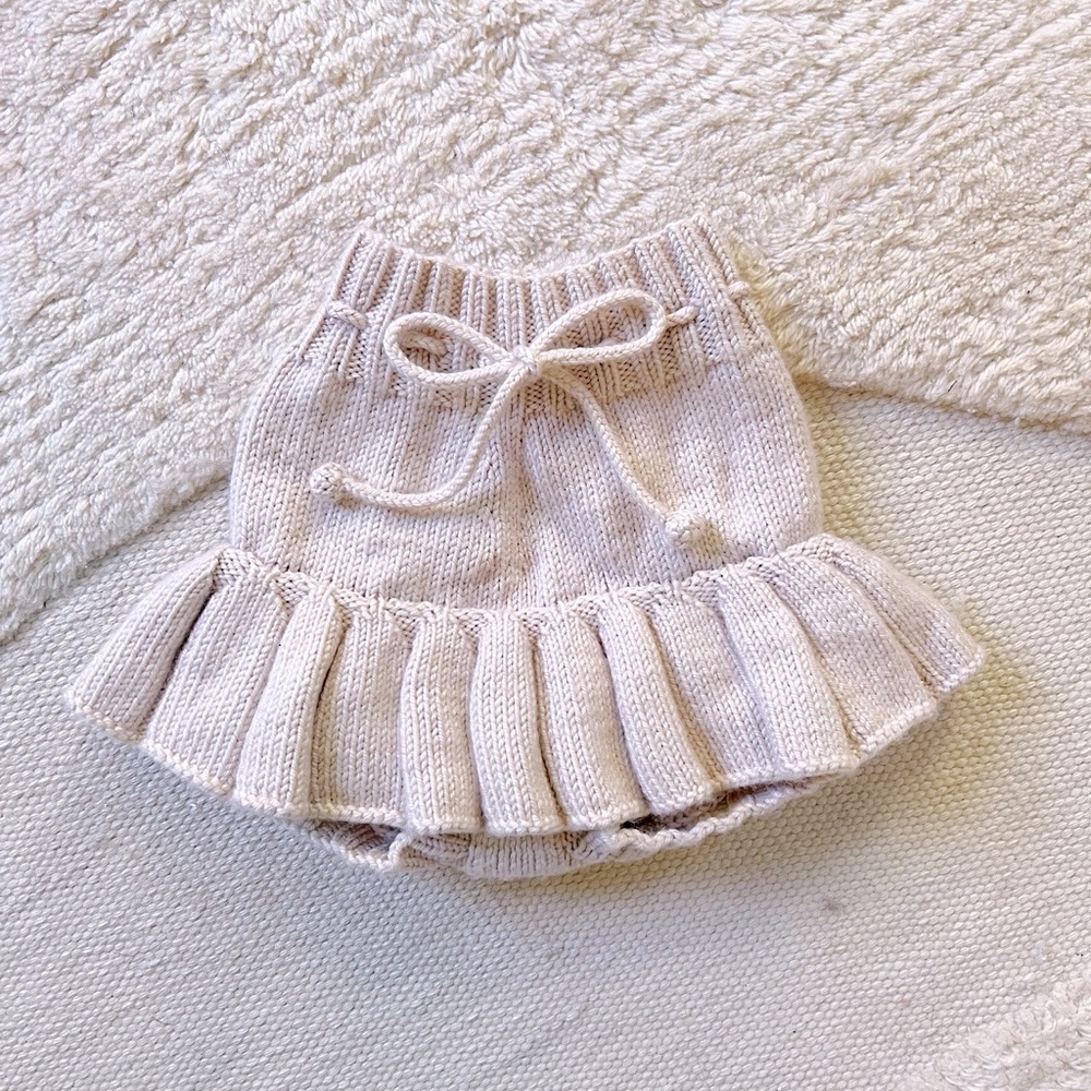 Misha & Puff Dune Blush Pink Wool Skating Skirt Handmade 3-4y Mini Skort Bloomer